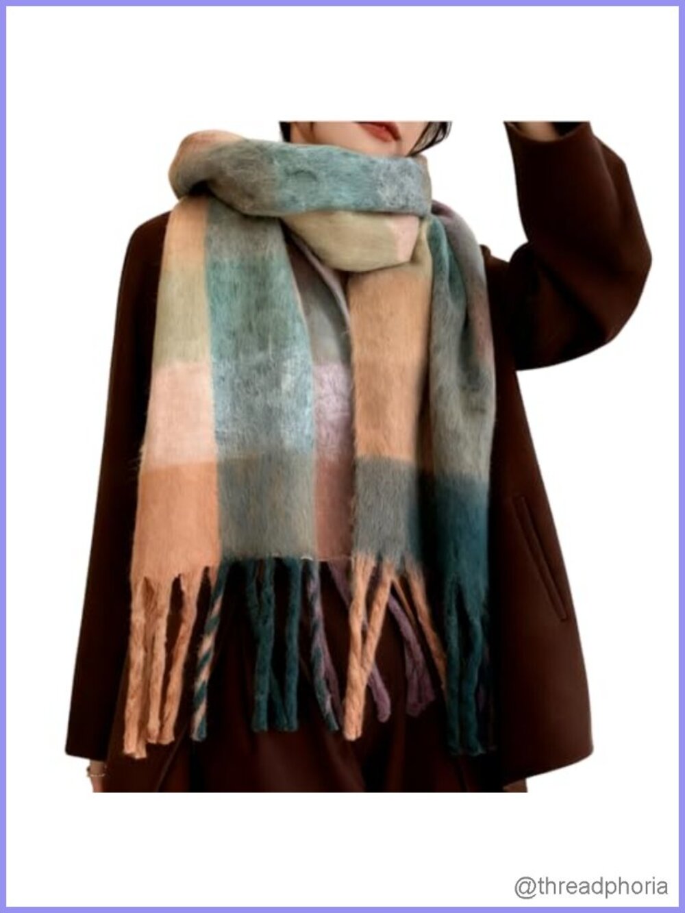 Chunky Oversized Plaid Blanket Scarf Wraps Winter Women's